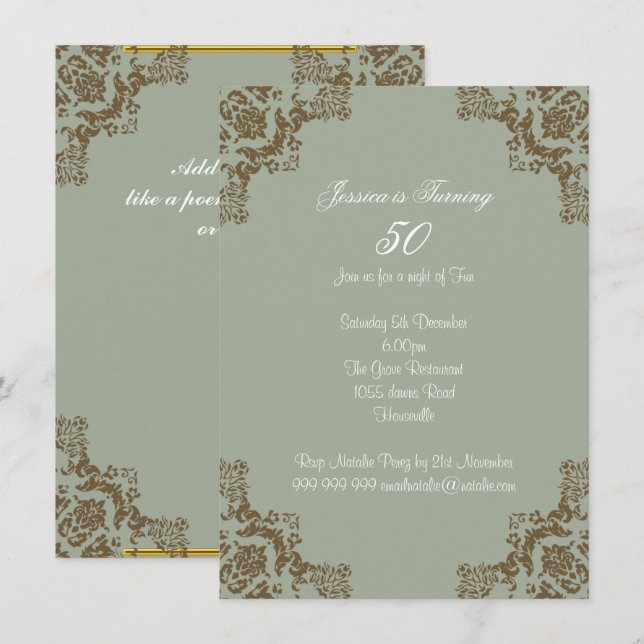 Klassisk art deco inbjudningar (Fram/baksida)