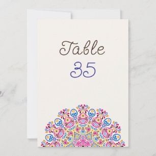 Klassisk Art Deco Mandala Bröllops Bordnummer Inbjudningar