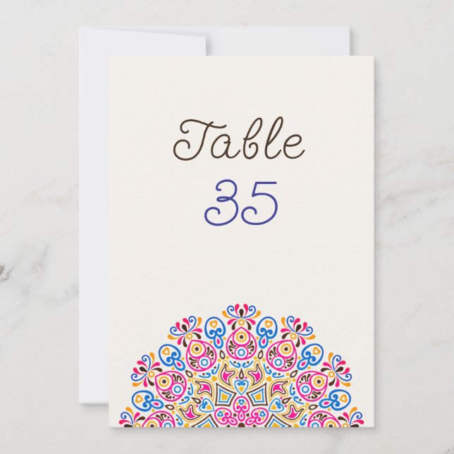 Klassisk Art Deco Mandala Bröllops Bordnummer Inbjudningar (Framsida)