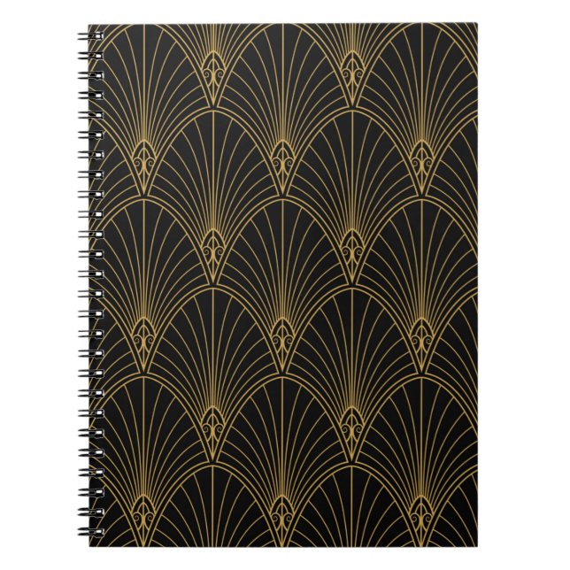 Klassisk Art Deco Sömlös Mönster. Geometric Styli Anteckningsbok (Framsidan)
