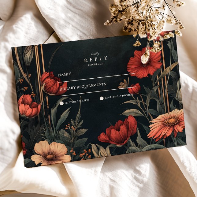 Klassisk Art nouveau Blommigt Bröllop OSA Kort (Skapare uppladdad)