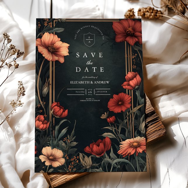 Klassisk Art nouveau Blommigt Bröllop Spara Datumet (Skapare uppladdad)