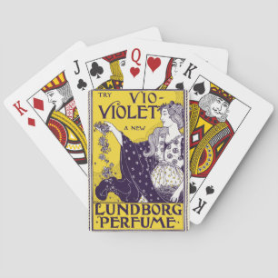 Klassisk Art Nouveau Kvinna Lila Blommor Konstverk Casinokort