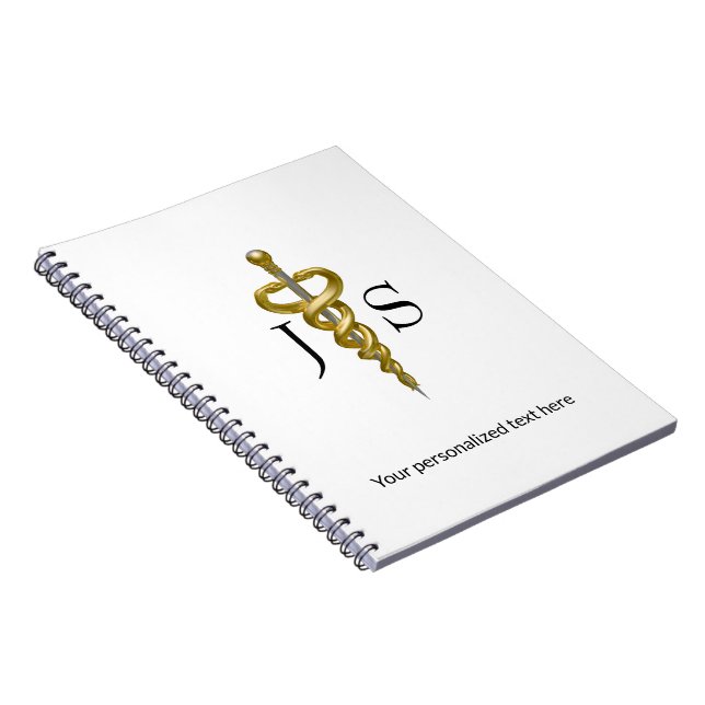 Klassisk Asclepius Ädel Medicinsk Elegant Guld Sil Anteckningsbok (Högra Sidan)