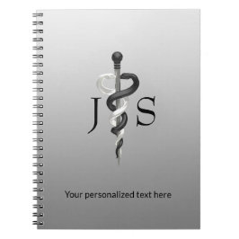 Klassisk Asclepius Ädel Medicinsk Elegant Svart Vi Anteckningsbok