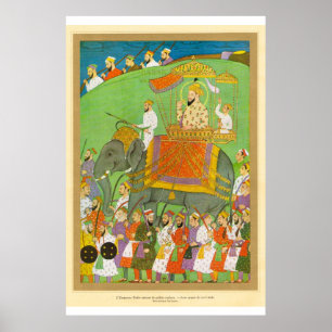 Klassisk asiatisk Art Mughal Emperor Bader 17:e ce Poster