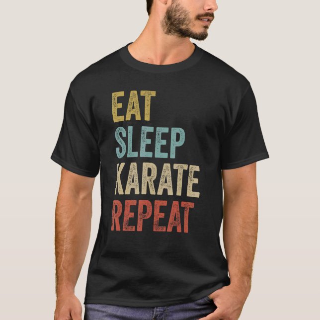 Klassisk Ät Sov Karate Upprepa Karate T Shirt (Framsida)