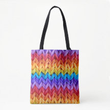 Klassisk återro Sticka Rainbow Tote Bag