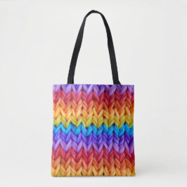 Klassisk återro Sticka Rainbow Tote Bag Tygkasse