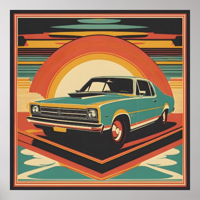 Klassisk återtro vintage bil poster (Framsidan)