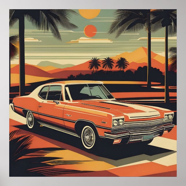 Klassisk återtro vintage bil poster (Framsidan)