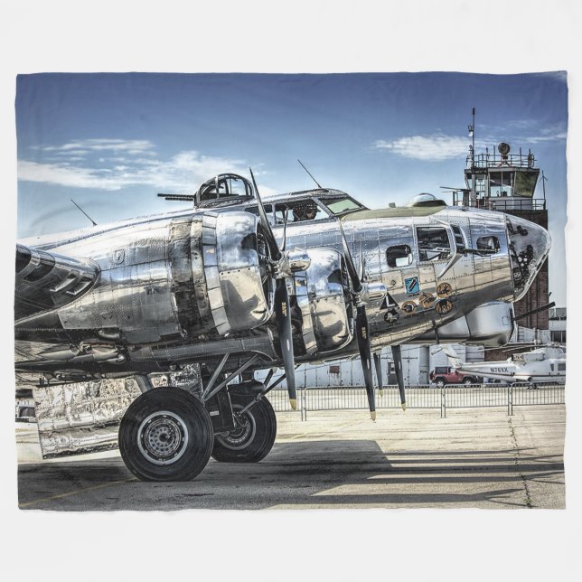 Klassisk b-17 wwii-bombare fleecefilt (Framsidan (Horisontell))