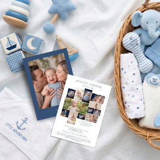 Klassisk baby förstabirthday blå kolla LPM26 Inbjudningar