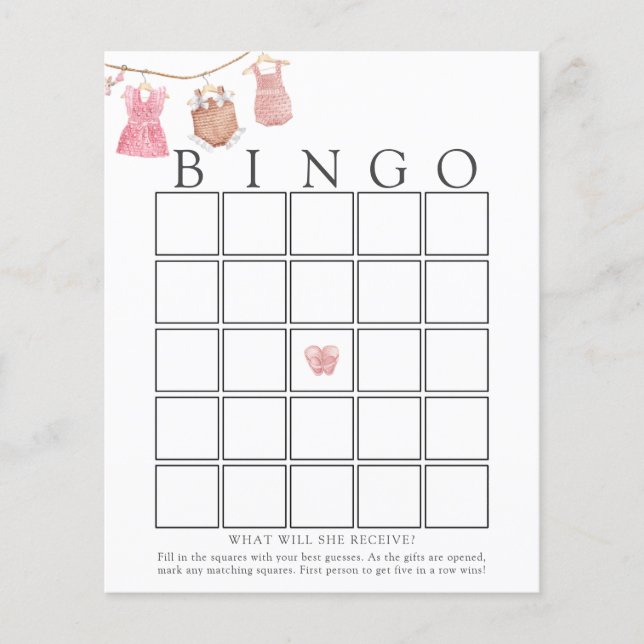 Klassisk Baby Girl Baby BINGO-spelkort (Framsida)