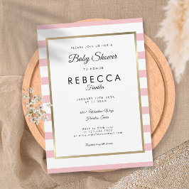 Klassisk Baby Rosa Randig Baby Shower / Sprinkle Inbjudningar