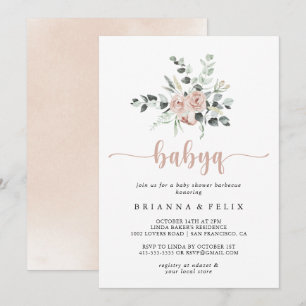 Klassisk babybabystövel i Rosa ros Inbjudningar