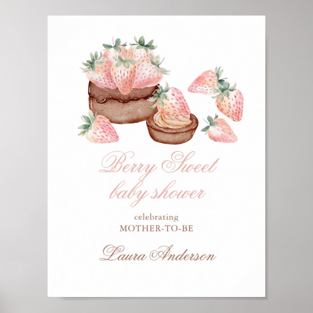 Klassisk Bär Söt Choklad Tårta Bebis Shower Poster (Framsidan)