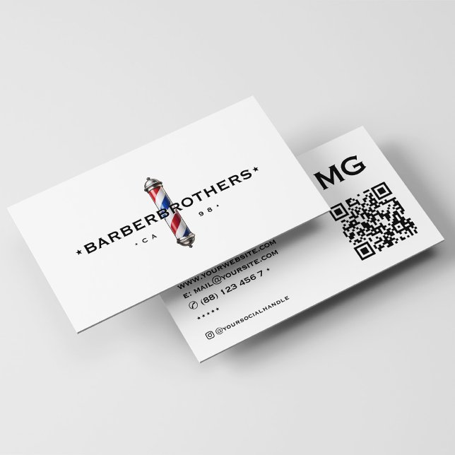 Klassisk Barber Pole Rött vitt blått Visitkort (Classic Barber Pole Red White Blue Business Card
)