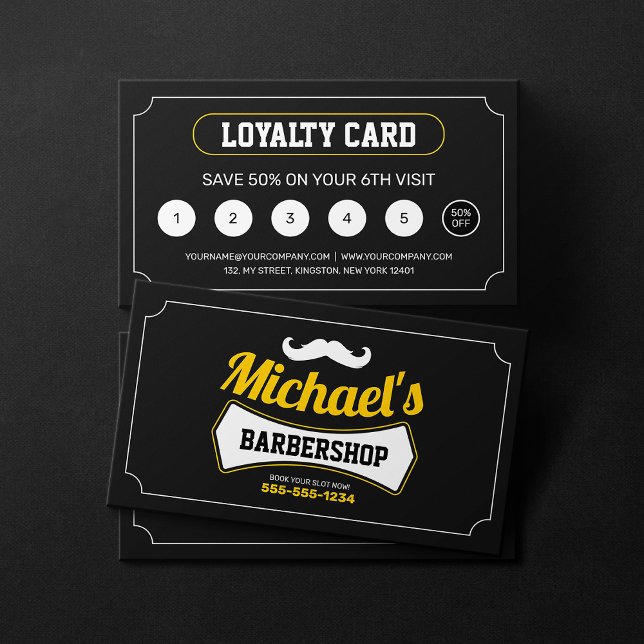 Klassisk Barbershop Hair cut Shaving Barber Shop Lojalitetskort (Skapare uppladdad)