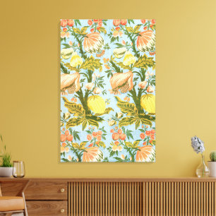 Klassisk Barock Blommig Frukt Damask Tyg Canvastryck