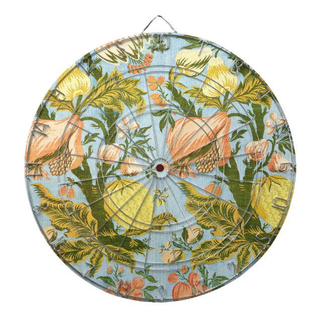 Klassisk Barock Blommig Frukt Damask Tyg Darttavla (Framsidan)
