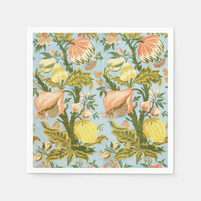 Klassisk Barock Blommig Frukt Damask Tyg Pappersservett (Framsidan)