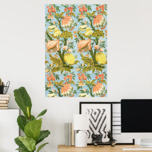 Klassisk Barock Blommig Frukt Damask Tyg Poster