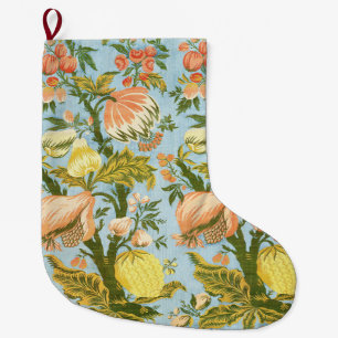 Klassisk Barock Blommig Frukt Damask Tyg Stor Julstrumpa
