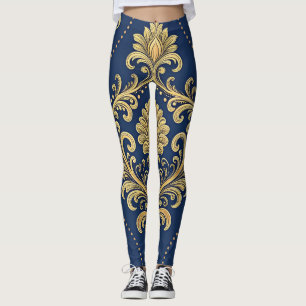 Klassisk Barock Ornamenterad Guld Leggings