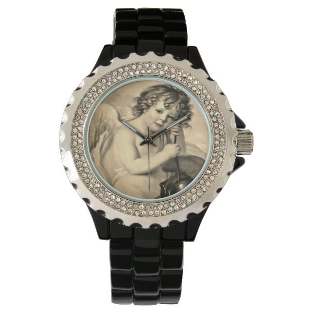Klassisk baroque Angel-pojke Armbandsur (Framsida)