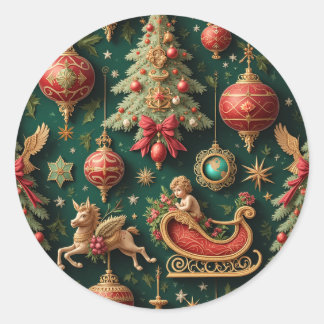 Klassisk Baroque-julklapp Runt Klistermärke