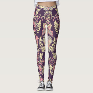 Klassisk baroque, vintage blommigt tapet. leggings