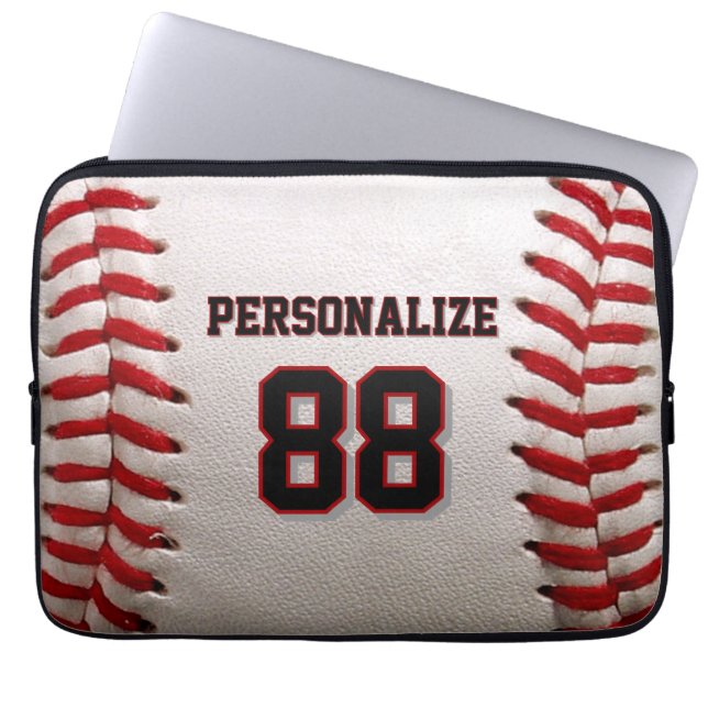 Klassisk baseball-söm Anpassat namn och nummer Laptop Fodral (Framsidan)