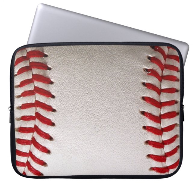 Klassisk baseboll och softboll röd söm laptop fodral (Framsidan)