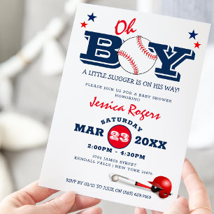 Klassisk baseboll Oh pojke baby shower Inbjudningar