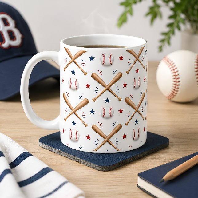 Klassisk basebollmönstrad mugg sportfantastpresent (Skapare uppladdad)