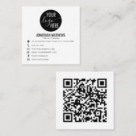 Klassisk Basic Professionell Company Logotyp QR-ko Fyrkantigt Visitkort