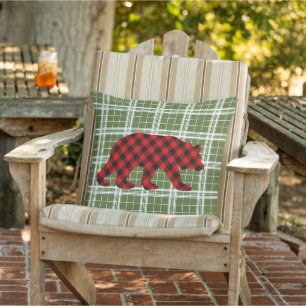 Klassisk Bear Red Black Buffalo Lumberjack-kontrol Kudde