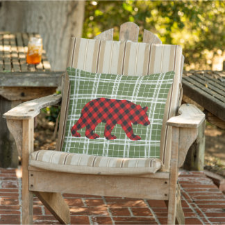 Klassisk Bear Red Black Buffalo Lumberjack-kontrol Kudde