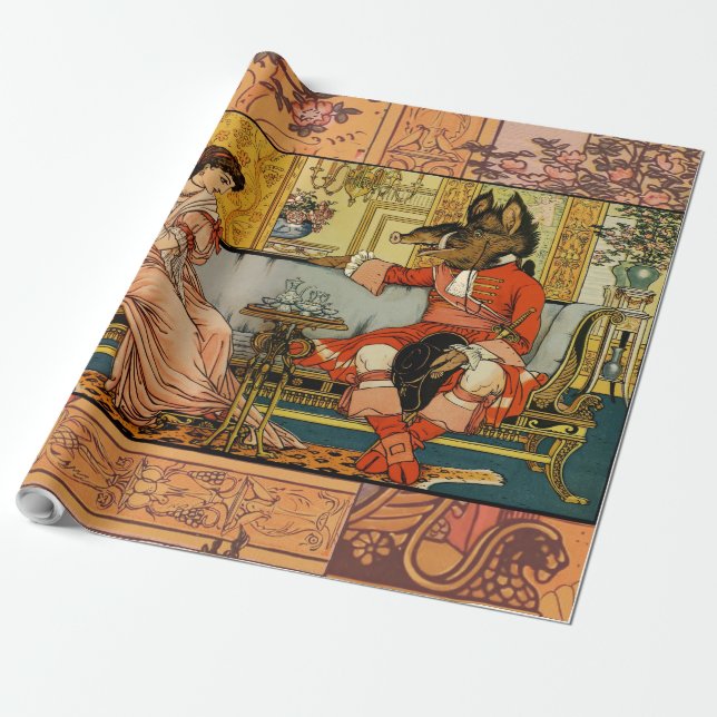 Klassisk Beast, stekfärgstecken Presentpapper (Utrullad)