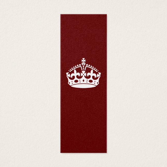Klassisk Behålla Lugn Krona på Burgundy Red Litet Visitkort (Framsidan)