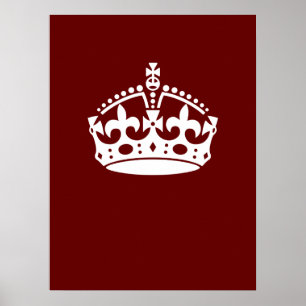 Klassisk Behålla Lugn Krona på Burgundy Red Poster