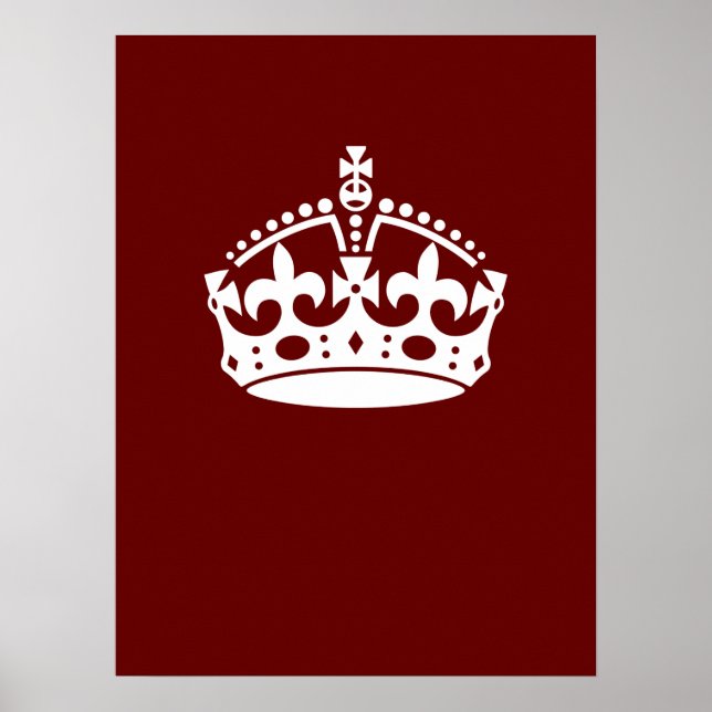 Klassisk Behålla Lugn Krona på Burgundy Red Poster (Framsidan)