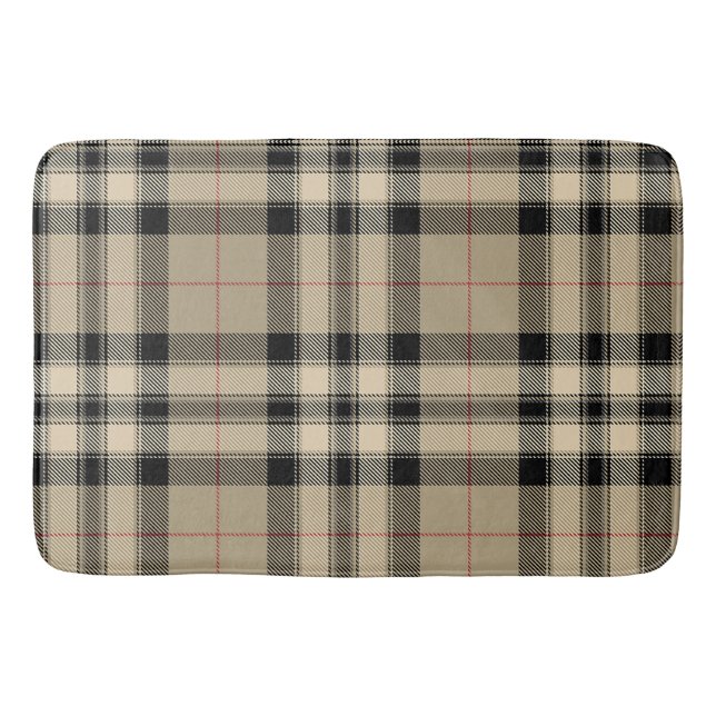 Klassisk Beige Och Svart Kaledoskt Rutigt Mönster Badrumsmatta (Framsidan)