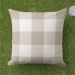 Klassisk Beige Vit Stor Gingham Rutiga Kudde