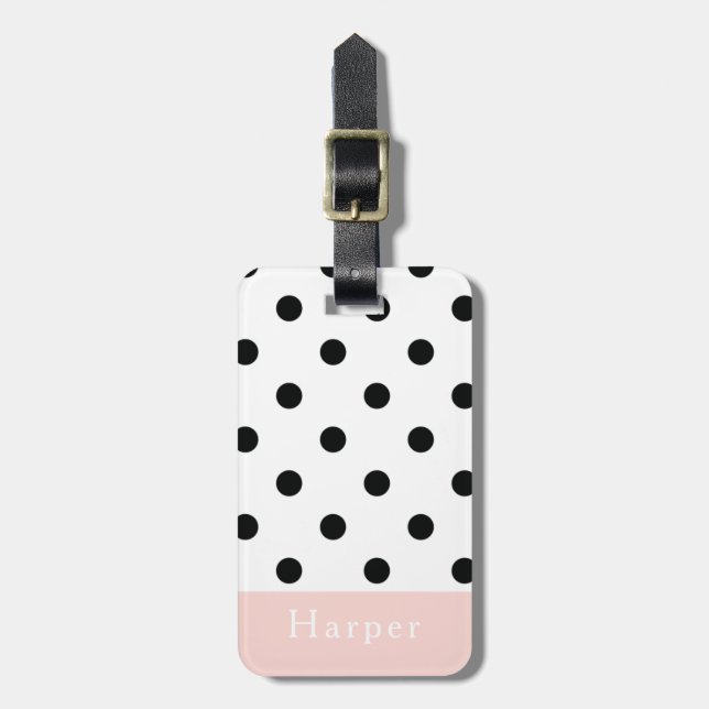 Klassisk Big Spots Black Monogram Luggage Tag Bagagebricka (Vertikal Framsida)