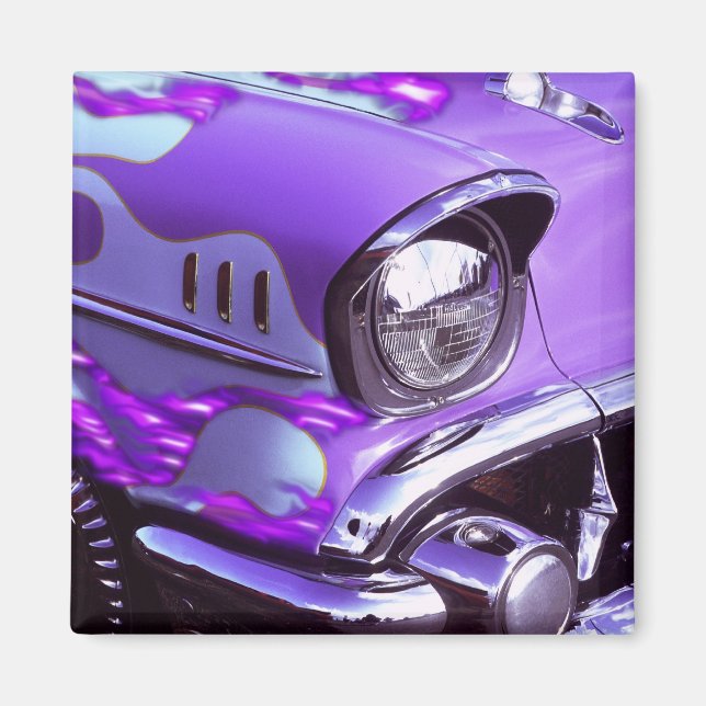 Klassisk bil: Chevrolet med flammande huva Magnet (Framsidan)