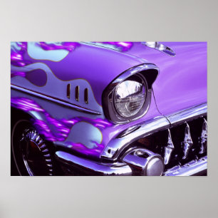 Klassisk bil: Chevrolet med flammande huva Poster