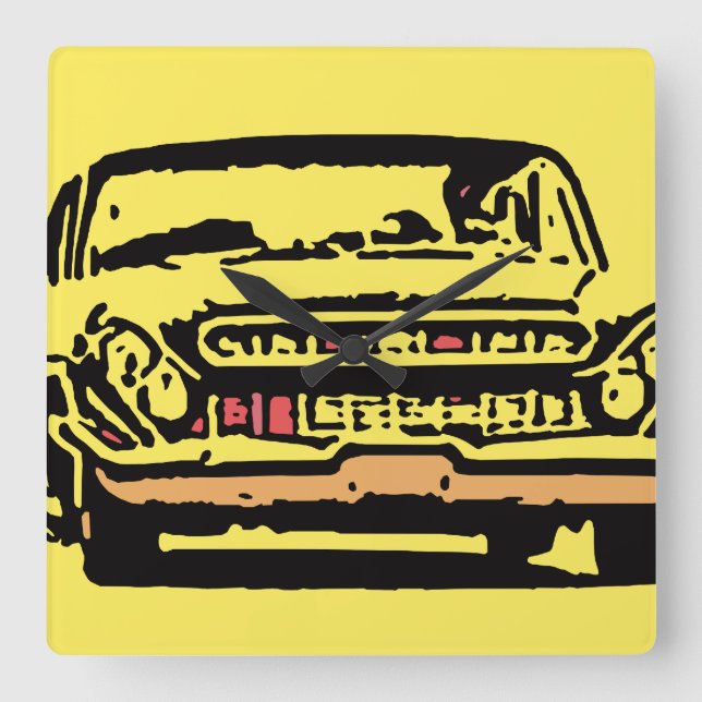 Klassisk bil fyrkantig klocka (Framsida)