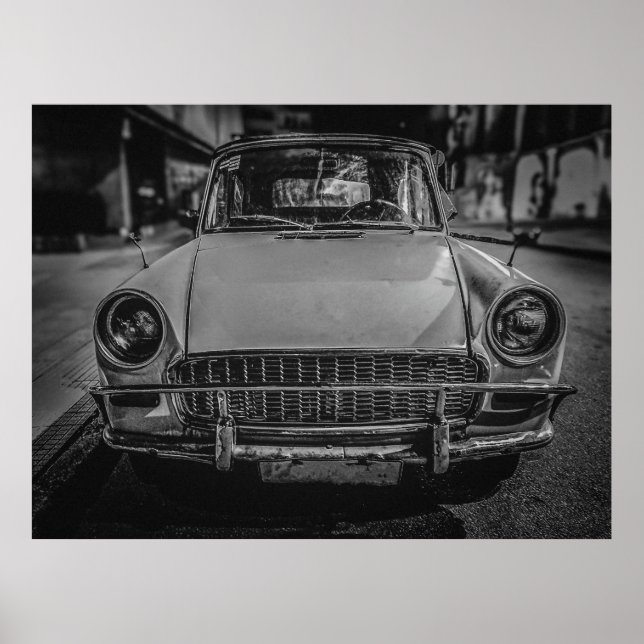 Klassisk bil i stil parkerad på stadsgata poster (Framsidan)